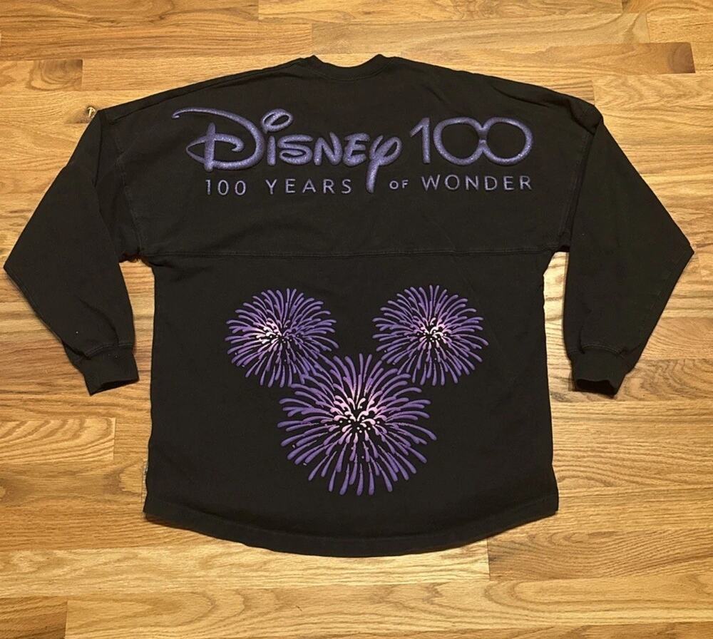 Disney 100 Years Wonder Spirit Jersey Shirt Adult Large Black Fireworks Mickey